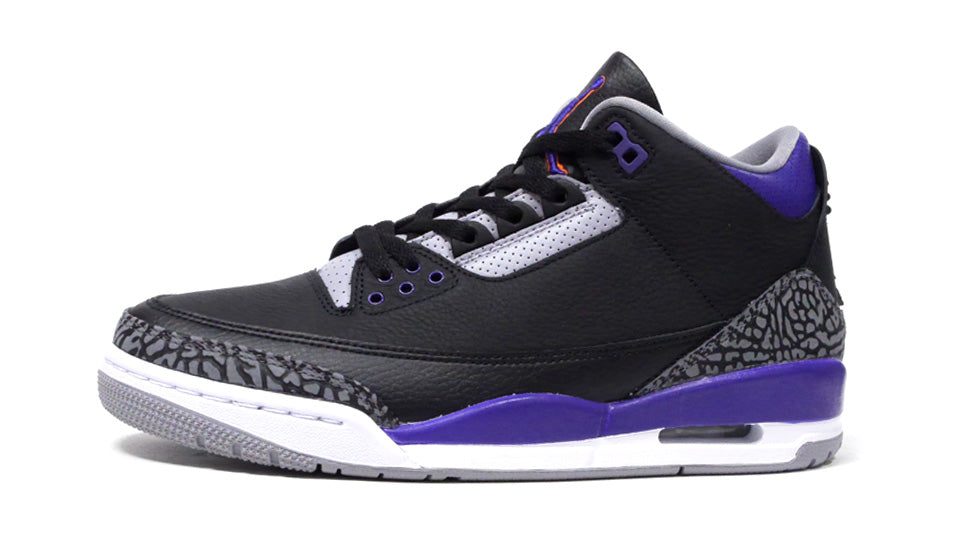 Air jordan retro 3 black cement 2025 grey court purple